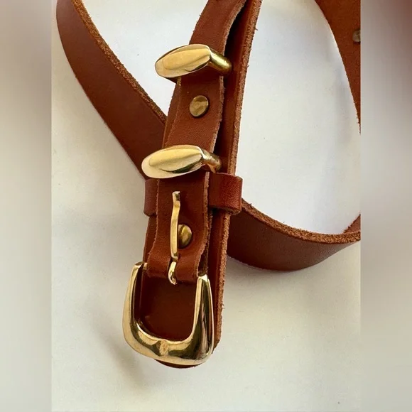 Women’s INIFINITY tan and gold leather belt size 36 - Picture 7 of 12